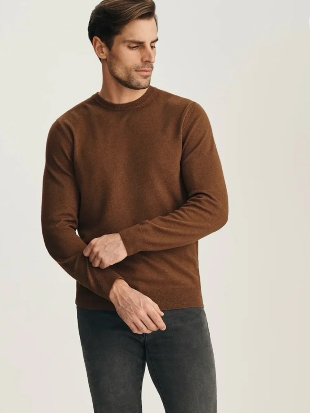 J.CREW 100% Cashmere Crew Neck Sweater In Coffee Size XL
